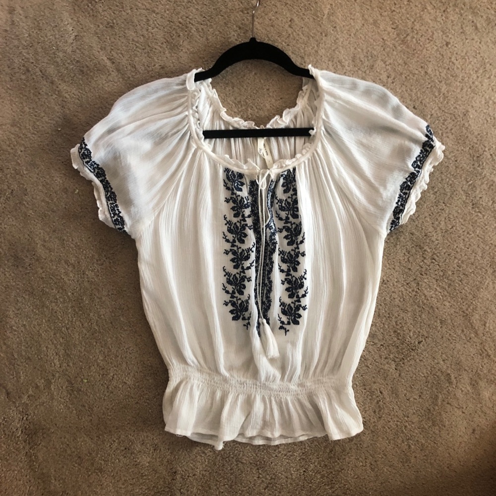 White and Blue Bohemian Shirt